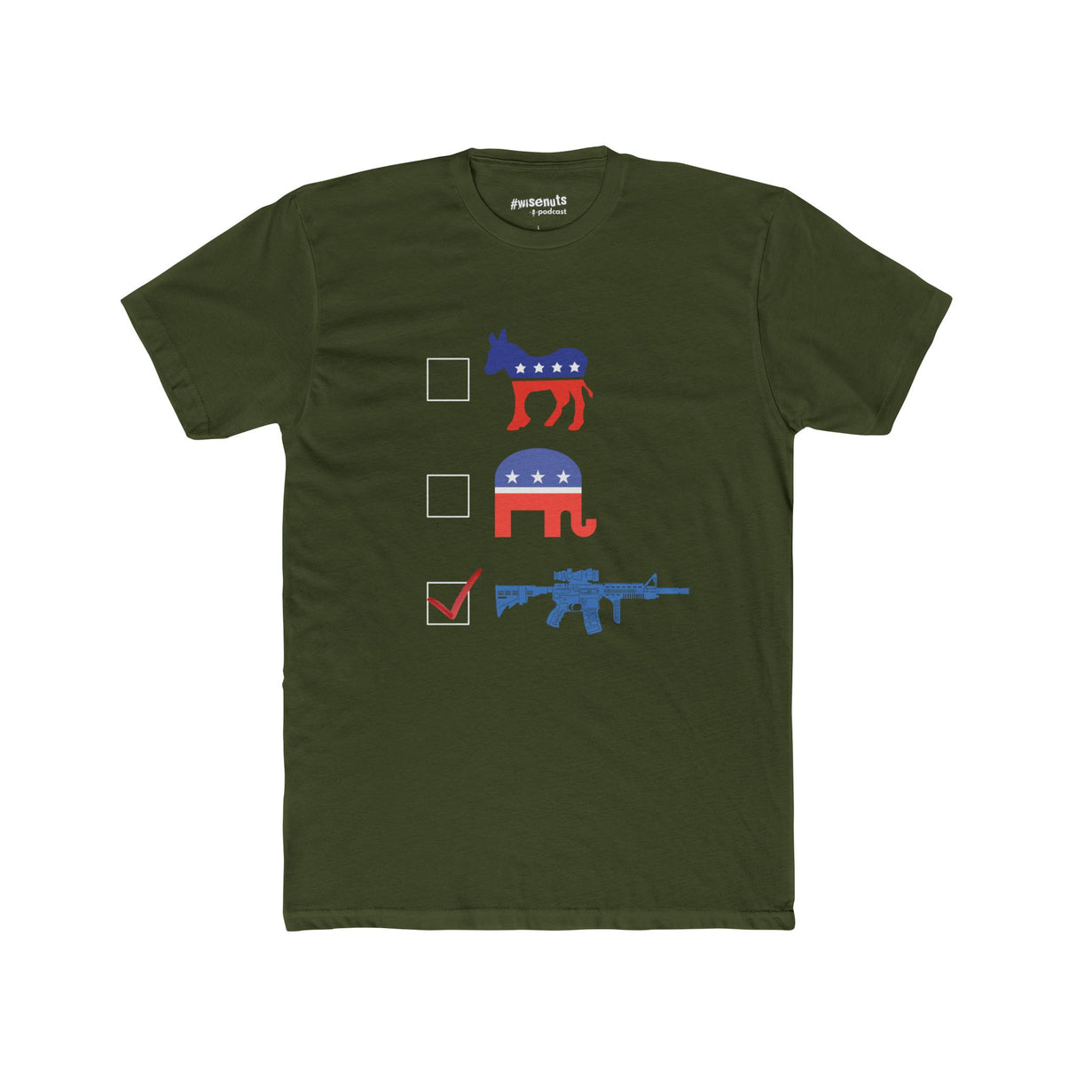 AR-15 Checkmarked T-Shirt – Anti-Party Pro-2A Statement Tee - WiseNuts Podcast