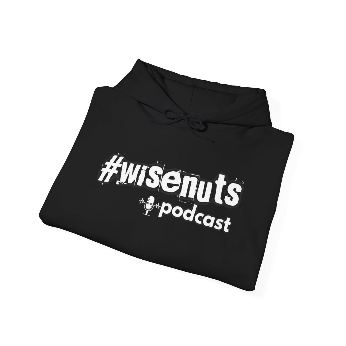 WiseNuts Podcast Logo Hoodie — Front & Sleeve Branded Sweatshirt