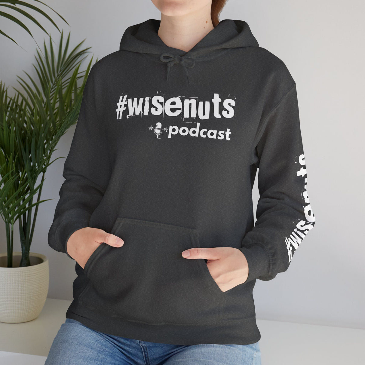 WiseNuts Podcast Logo Hoodie — Front & Sleeve Branded Sweatshirt