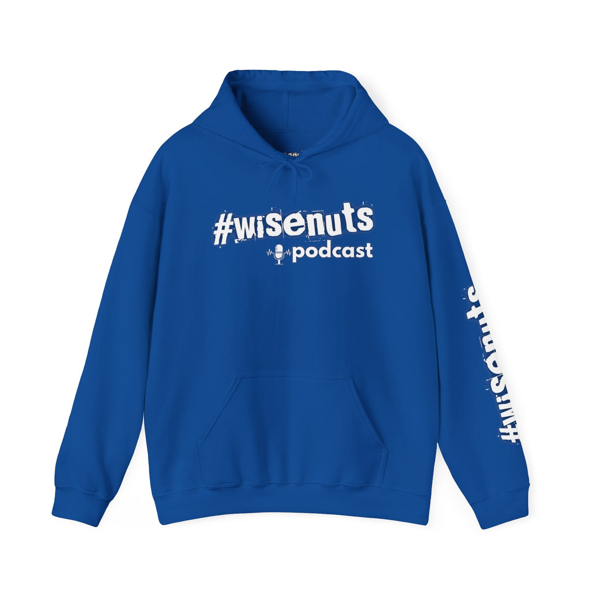 WiseNuts Podcast Logo Hoodie — Front & Sleeve Branded Sweatshirt