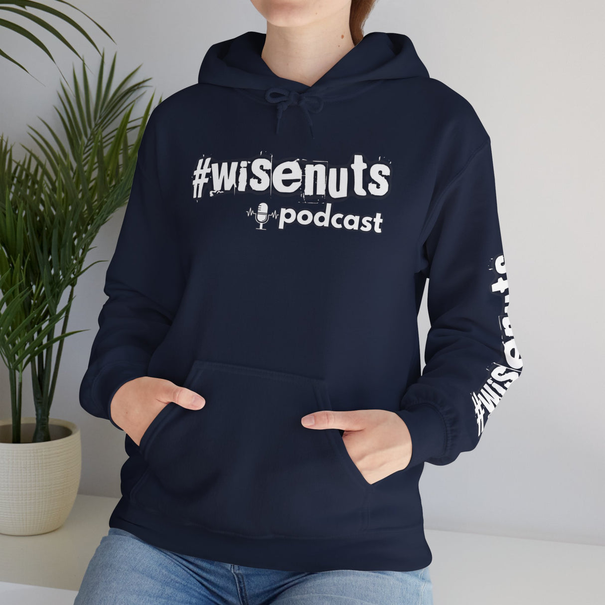 WiseNuts Podcast Logo Hoodie — Front & Sleeve Branded Sweatshirt