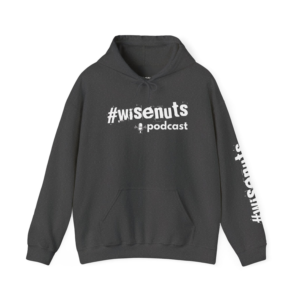 WiseNuts Podcast Logo Hoodie — Front & Sleeve Branded Sweatshirt