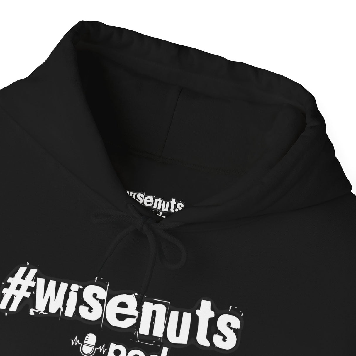 WiseNuts Podcast Logo Hoodie — Front & Sleeve Branded Sweatshirt