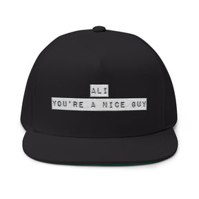 Ali You’re A Nice Guy Hat – Viral Embroidered Flat Bill Cap, Funny Meme Hat for Men & Women, Adjustable Streetwear Style, Trendy Gift Idea - WiseNuts Podcast