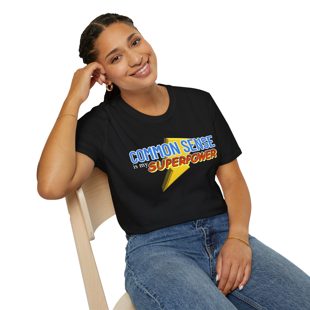 Common Sense is My Superpower T-Shirt, Funny Graphic Tee, Gift for Friends, Casual Wear, Unisex Softstyle Tee