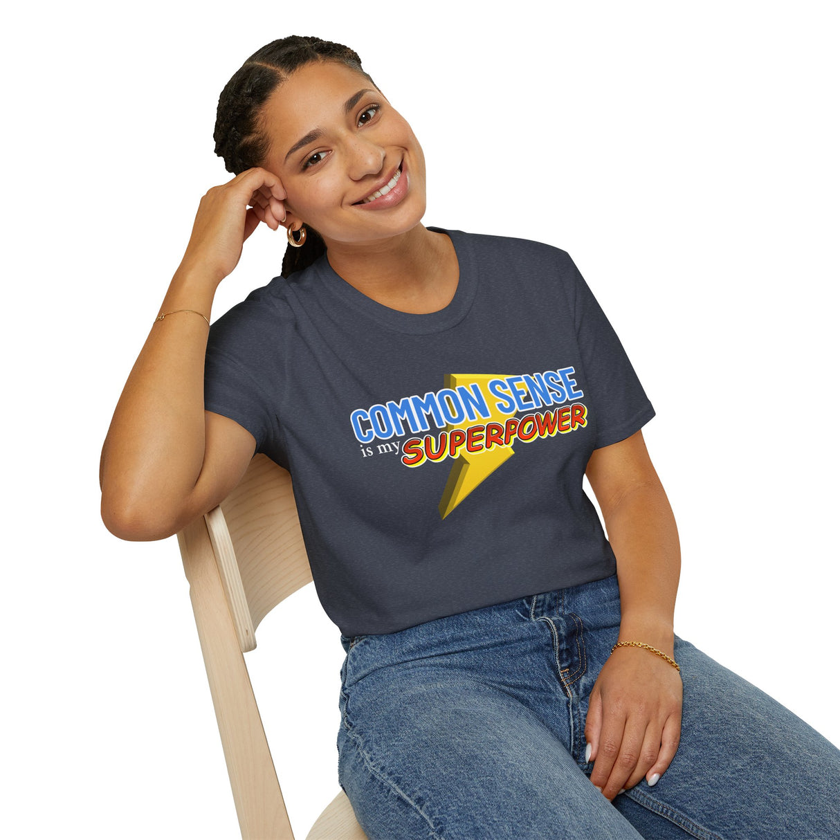 Common Sense is My Superpower T-Shirt, Funny Graphic Tee, Gift for Friends, Casual Wear, Unisex Softstyle Tee