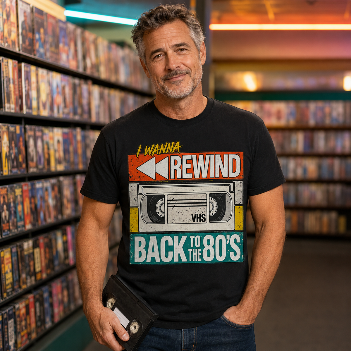 I Wanna Rewind Back to the 80's T-Shirt | Retro VHS Tee